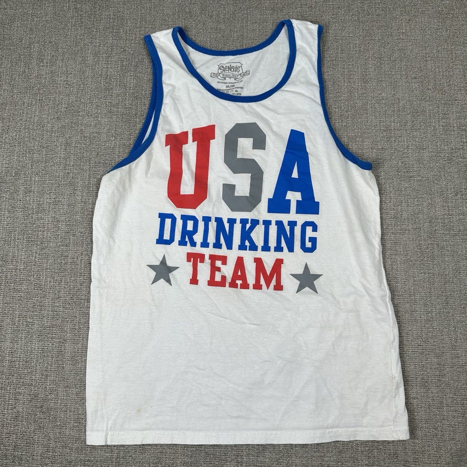 4/$20 Usa Drinking Team Shirt Tank Top 4th Of July Mens Medium Spencer Gifts